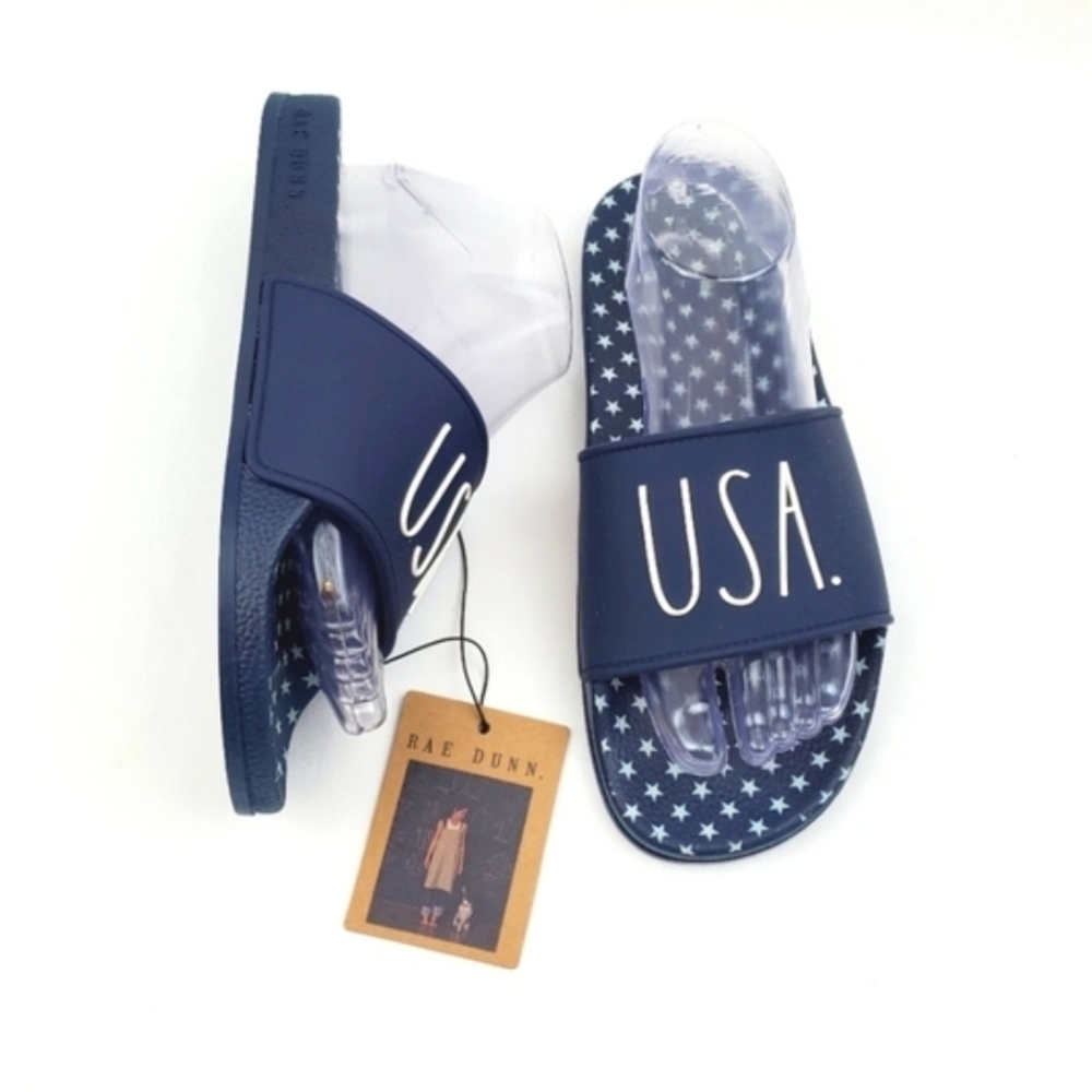 Rae Dunn USA star slide Sandals size 8